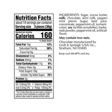Nutrition facts panel for assorted chocolate snowflakes, 160 calories per serving