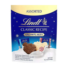 Assorted chocolate snowflake box, Lindt Classic Recipe, milk and peppermint pieces