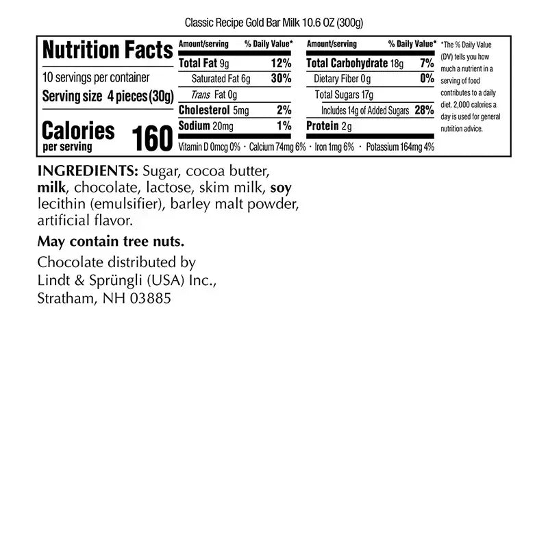 Lindt Classic Recipe Milk Chocolate Royal Bar, 10.5 oz