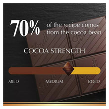 Lindt Excellence 70% cocoa dark chocolate bar package with cocoa strength scale