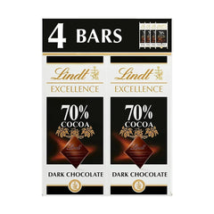 Lindt Excellence 70% Dark Chocolate Candy Bar, 4 ct./3.5 oz.