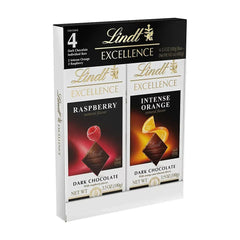 Lindt Excellence Bar Variety Pack, Raspberry Chocolate & Intense Orange, 4 pk./3.5 oz.