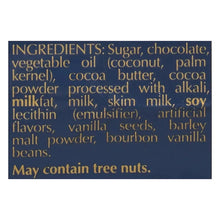 Ingredients panel for assorted dark chocolate truffles, includes allergen note