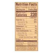 Nutrition Facts label on chocolate truffle bag: 230 calories per 3 balls (36 g)