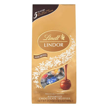 Assorted chocolate truffles pouch, gold with Lindor logo and colorful assortment
