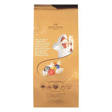 Assorted Lindor chocolate truffles package back with barcode icons and nutrition details