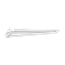 Linkable LED shop light with white end caps and silver frame