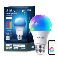 Linkind A19 Matter Smart Light Bulb, Color Changing Smart Bulb, 9W, 800lm, E26 Base (1 pack)