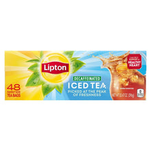 Lipton decaffeinated iced tea box with 48 family-size tea bags