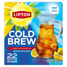 Lipton Cold Brew Black tea bags, family size 22 count box with pitcher graphic