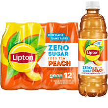 Zero sugar peach iced tea bottles, 12-pack with one amber bottle
