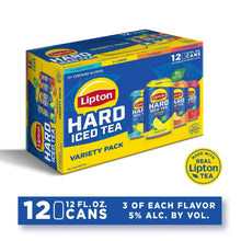 Hard iced tea variety pack box with 12 fl oz cans and blue label design