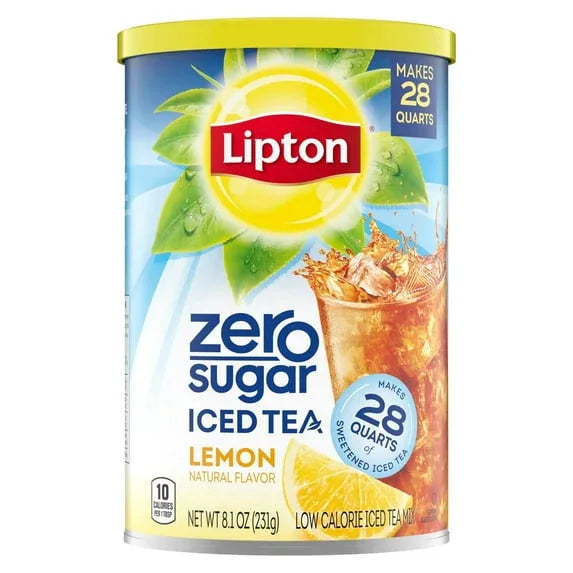 Lipton Zero Sugar Lemon Iced Tea Mix, Low Calorie Drink Powder, Makes 28 Quarts