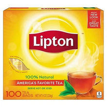 Lipton black tea box, 100 tea bags, 8 oz, regular, for hot or iced