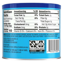 Lipton zero sugar iced tea mix nutrition facts panel on can