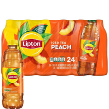 Lipton iced tea peach 24-pack with orange package and bottle graphics