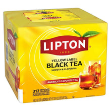 Lipton Yellow Label black tea bags box, angled view with Lipton logo and tea cup