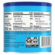 Lipton iced tea mix canister back panel with nutrition facts and plastic can icon