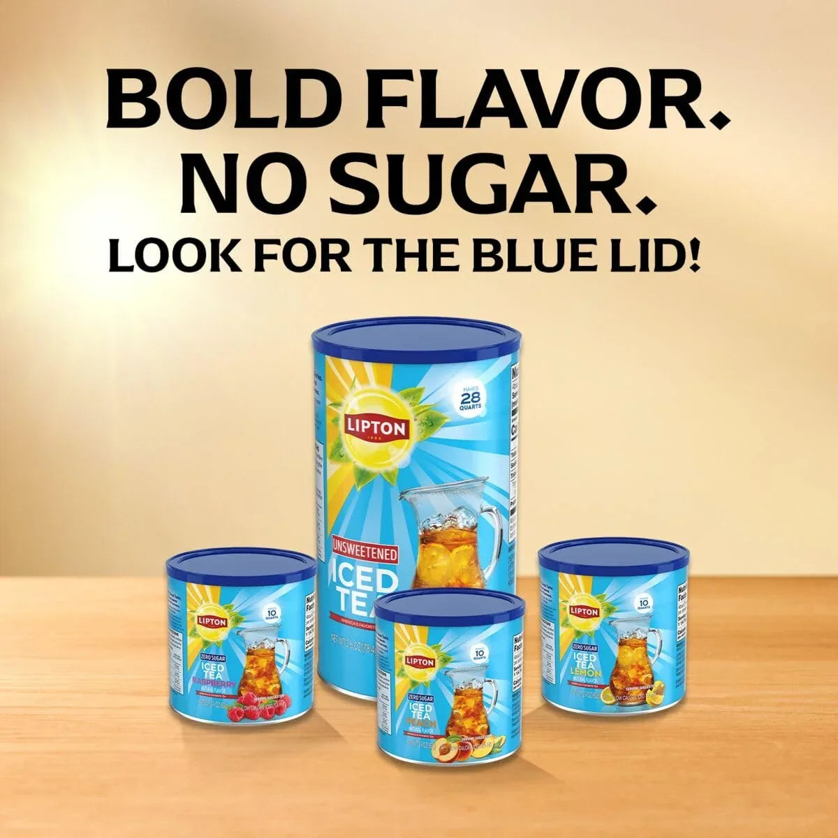 Lipton Zero Sugar Iced Tea Mix, Lemon Flavor Black Iced Tea, Makes 10 Quarts (Pack of 6)