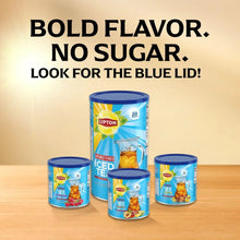 Lipton Iced Tea Mix tins, blue containers with Lemon flavor design