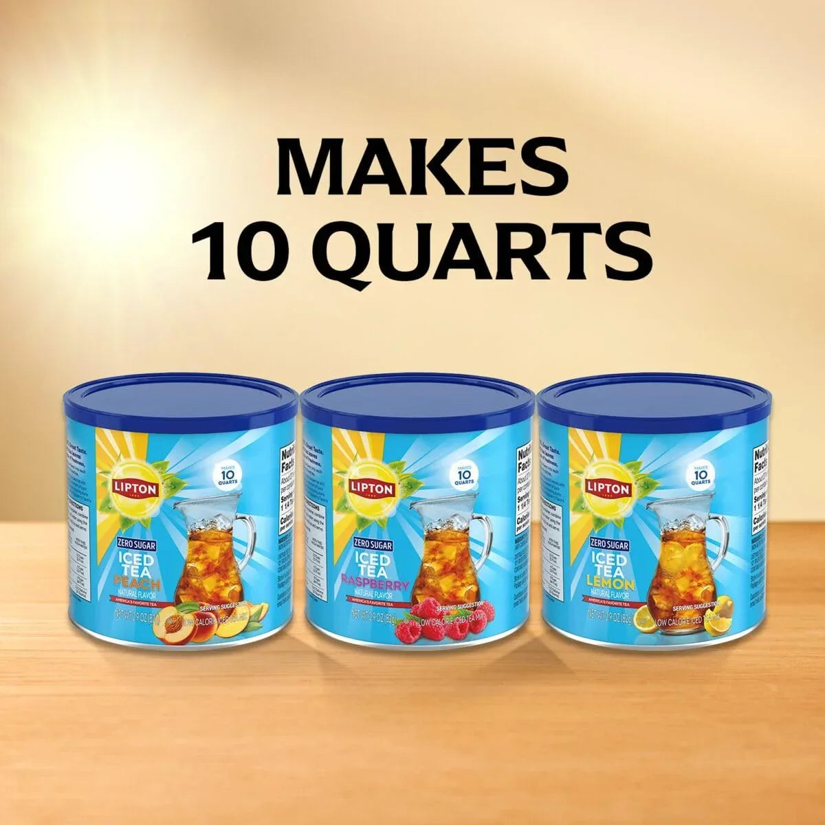 Lipton Zero Sugar Iced Tea Mix, Lemon Flavor Black Iced Tea, Makes 10 Quarts (Pack of 6)