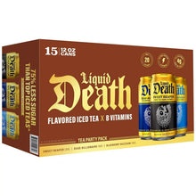 Liquid Death iced tea variety pack carton with 15 cans