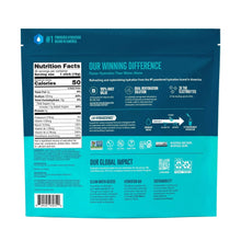 Electrolyte drink mix pouch back panel with nutrition facts and ingredient details