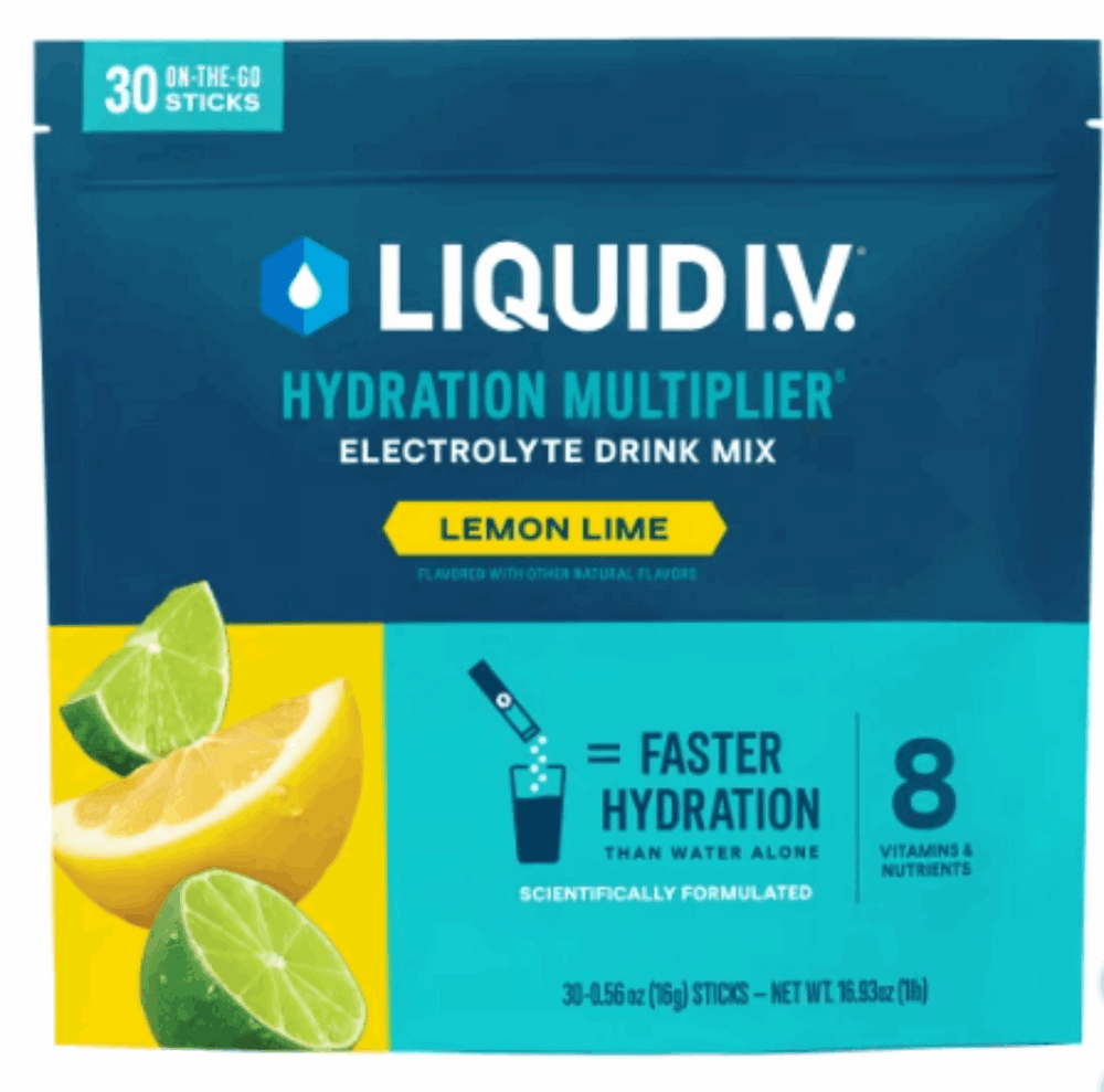Liquid I.V. Hydration Multiplier, 30 Individual Serving Stick Packs in Resealable Pouch, Lemon Lime