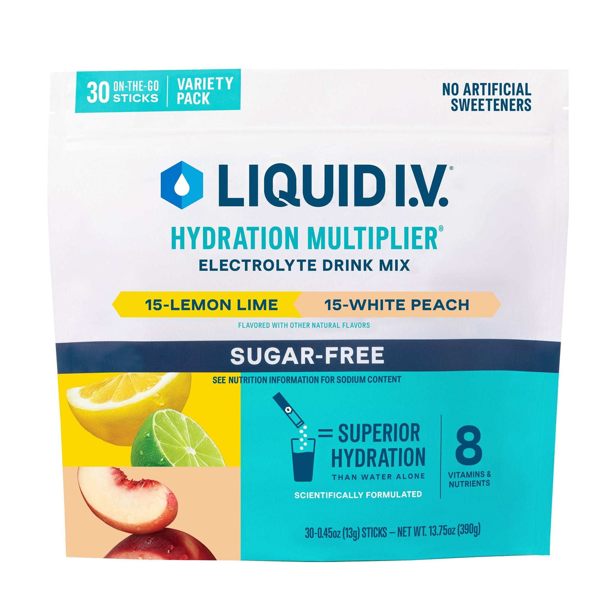 Liquid I.V. Hydration Multiplier, 30 Individual Serving Stick Packs in Resealable Pouch, Sugar Free, Variety Pack
