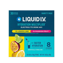Electrolyte drink mix variety pack box with lemon lime and passion fruit flavors