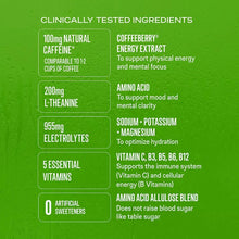 Sugar-free energy drink mix box with clinically tested ingredients panel