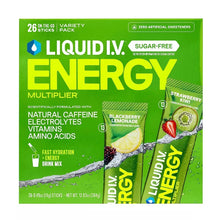 Sugar-free energy drink mix box, Strawberry Kiwi and Blackberry Lemonade, 26 stick pack