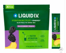 Liquid I.V. hydration multiplier electrolyte drink mix pouch, Blackberry Peach, 26 stick packs