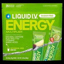Sugar-free energy multiplier stick pack pouch with strawberry kiwi and blackberry graphics