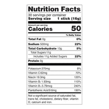 Nutrition Facts label for electrolyte drink mix, 1 stick (16 g) serving size
