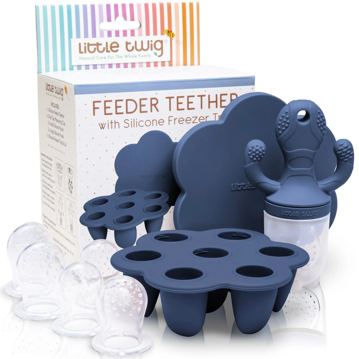 Little Twig Freezable Teether Set Steel Blue - USA MEGA SHOP