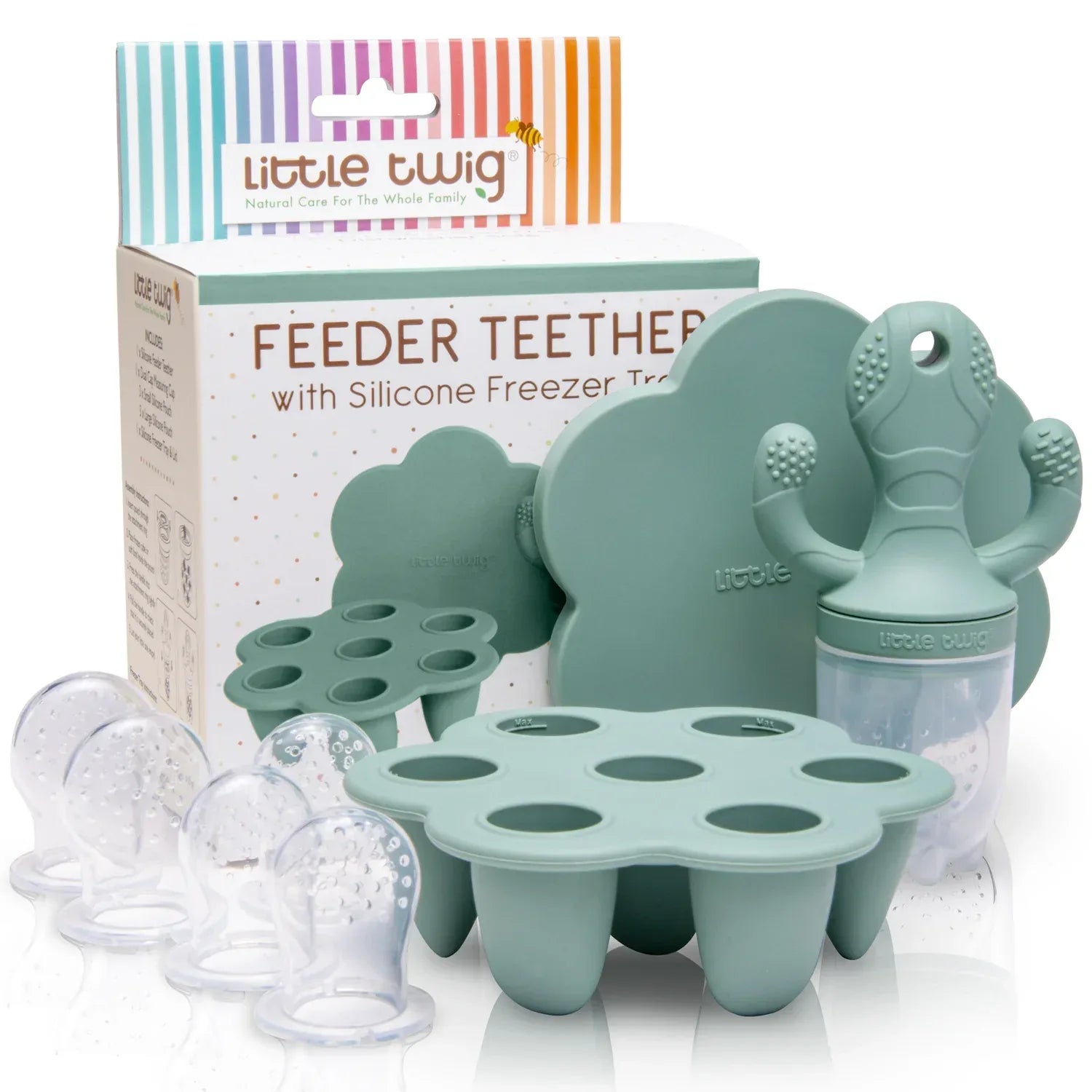 Little Twig Freezable Teether Set Steel Blue