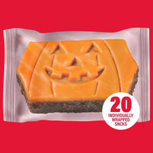 Individually wrapped brownie pumpkin with orange jack-o’-lantern face, 20 count