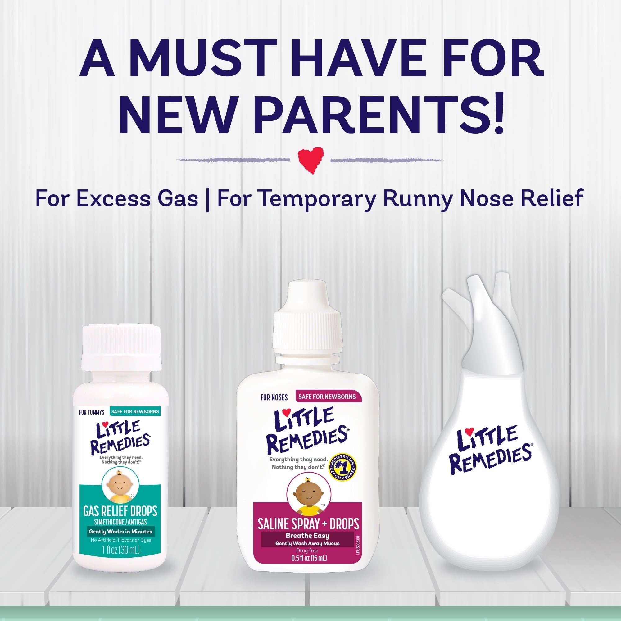 Little Remedies New Baby Essentials Kit, 6 Piece Kit for Baby's Nose and Tummy, Infant Relief
