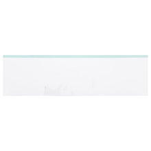 Retail box back panel, plain white with thin teal header strip