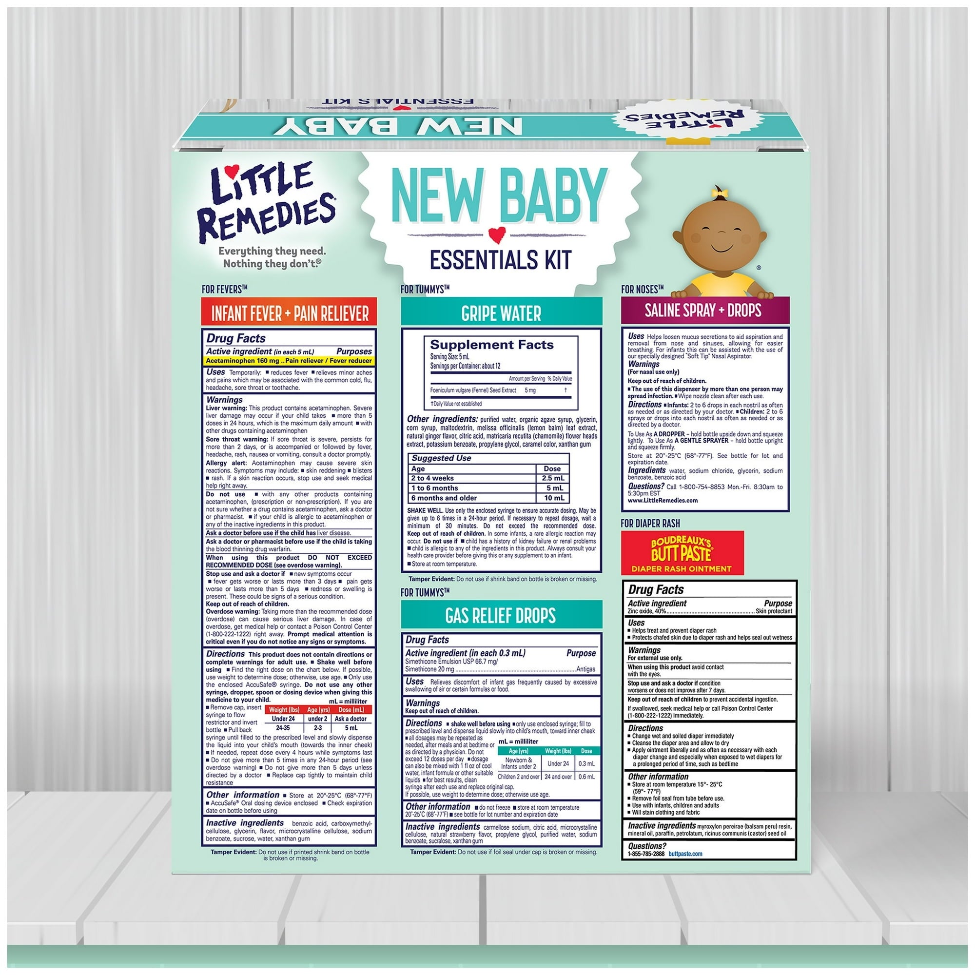 Little Remedies New Baby Essentials Kit, 6 Piece Kit for Baby's Nose and Tummy, Infant Relief