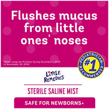 Little Remedies sterile saline mist box panel with #1 pediatrician recommended badge