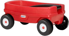 Little Tikes Lil' Wagon red wagon with side label, black supports and four wheels