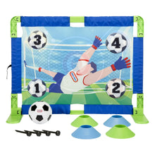 Soccer trainer playset with net, numbered targets, ball, cones, and goal stakes