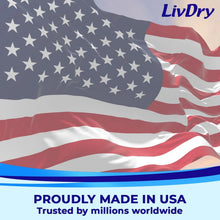 Adult diaper marketing graphic with Proudly made in USA message