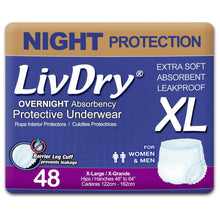 Overnight protective underwear package, size XL, 48-count pack