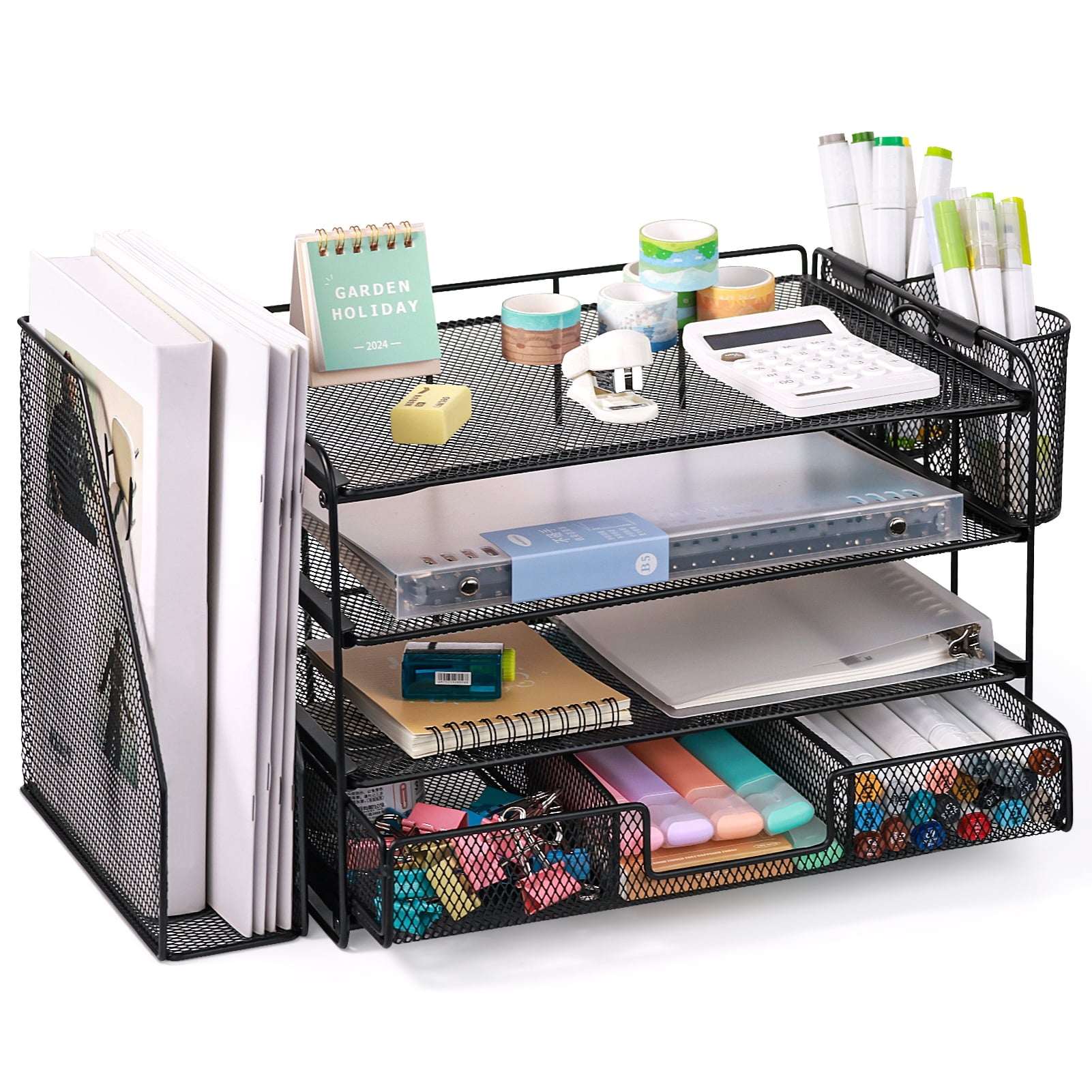 Livhil Desktop Organizer 4-Tier Desk Organizers Sets and Storage, File Organizers for Desk Drawer Organizer, Paper Organizer for Desk