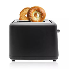 Black 2-slice toaster with bagel on top rack and side lever