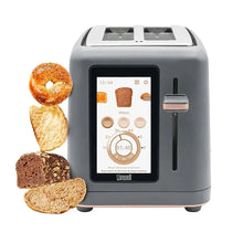Livwell 2-slice smart toaster with touchscreen, with toasted bread slices beside it