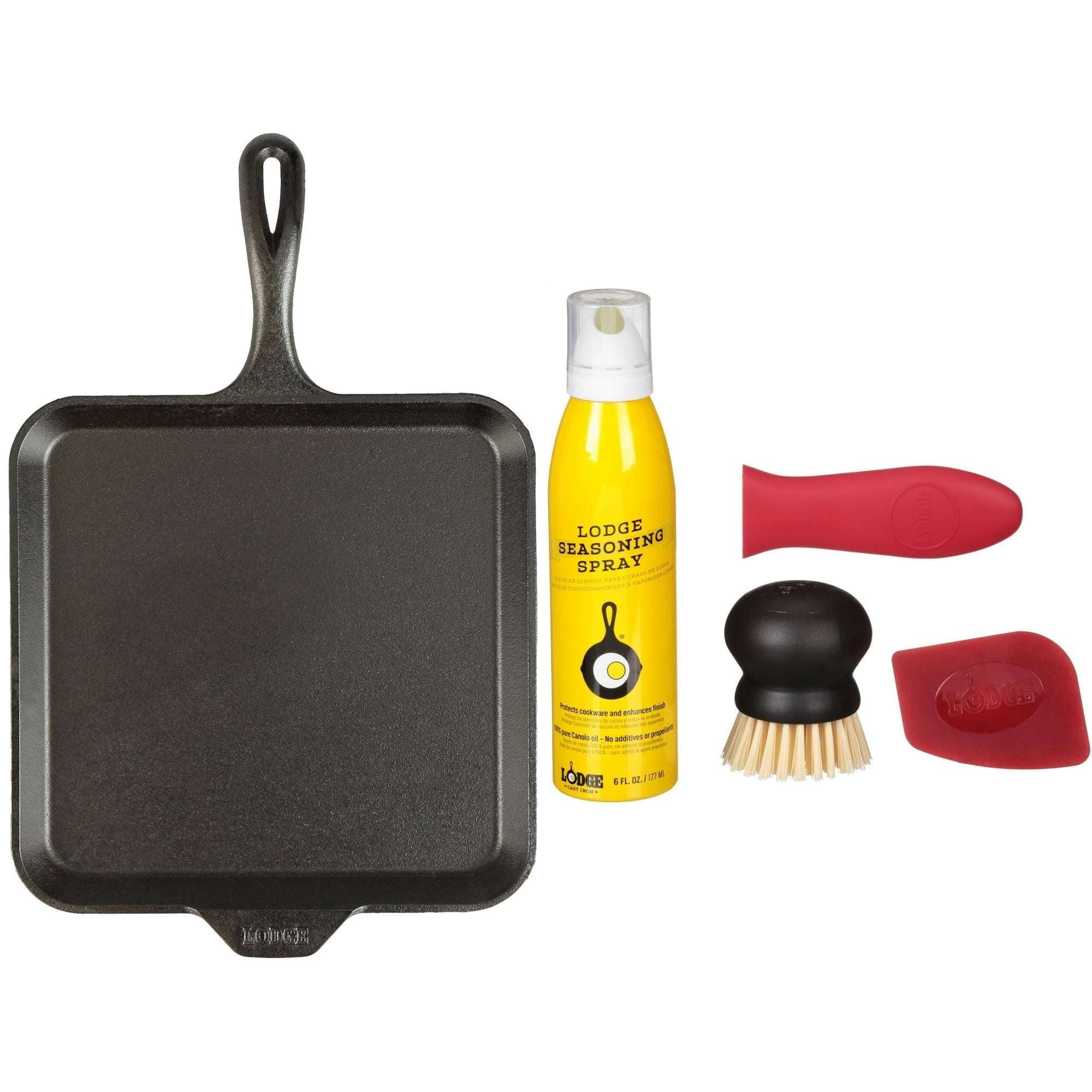 Lodge Cast Iron 11" Savor the Outdoors, Seasoned Square Griddle, Black